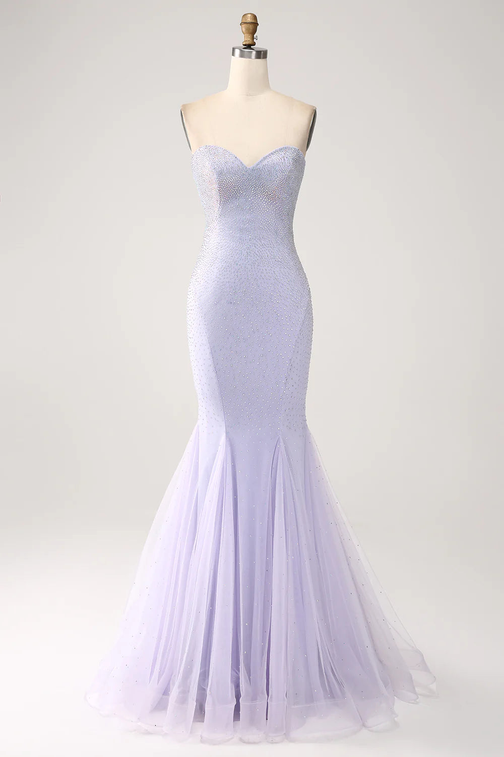 Beaira Lilac Mermaid Sweetheart Strapless Beaded Long Prom Dress