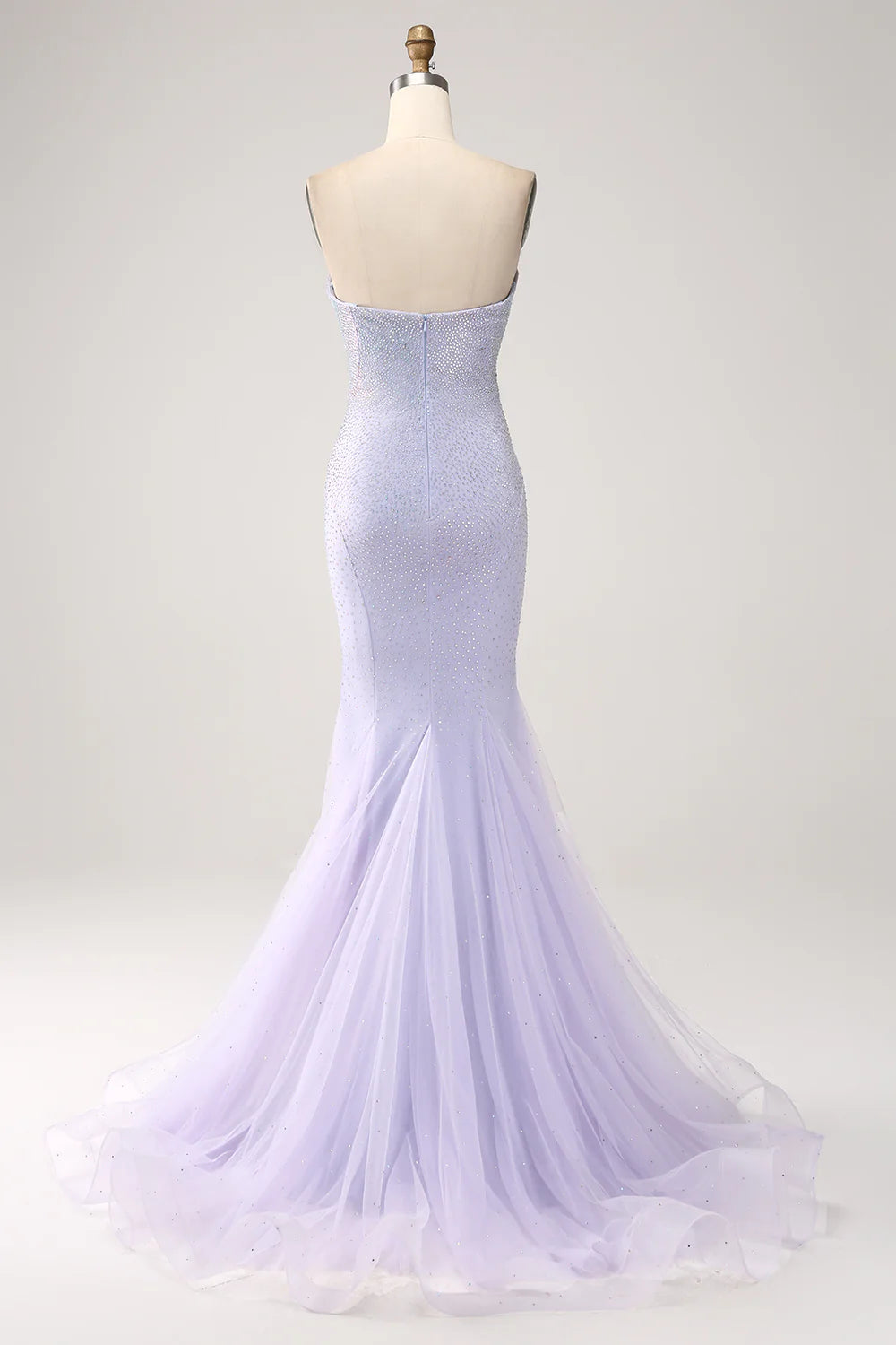 Beaira Lilac Mermaid Sweetheart Strapless Beaded Long Prom Dress
