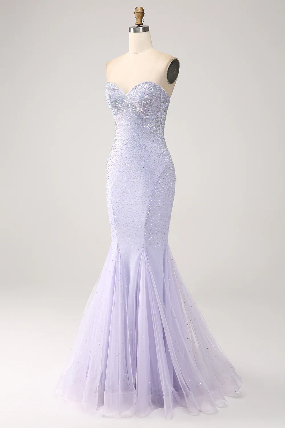 Beaira Lilac Mermaid Sweetheart Strapless Beaded Long Prom Dress